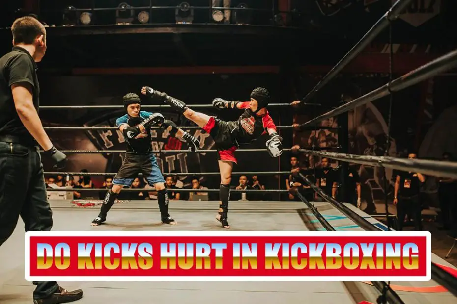 Two kickboxers with one missing with a high kick.