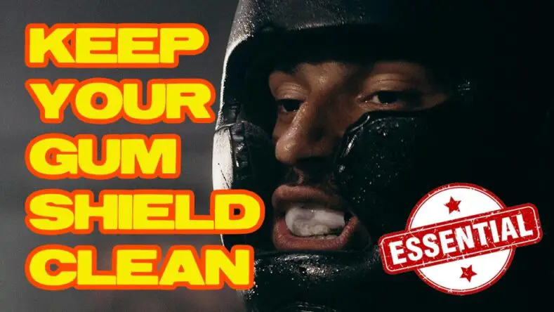 A boxer wearing a an essential gum shield.