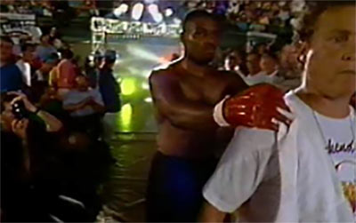 Fighter Felix Mitchell making his way to the octagon at UFC 3.