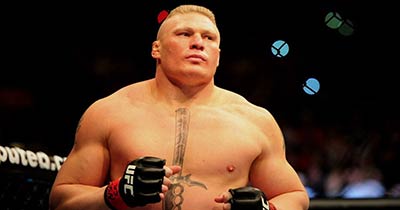 Brock Lesnar enters the octagon before a fight in the UFC.