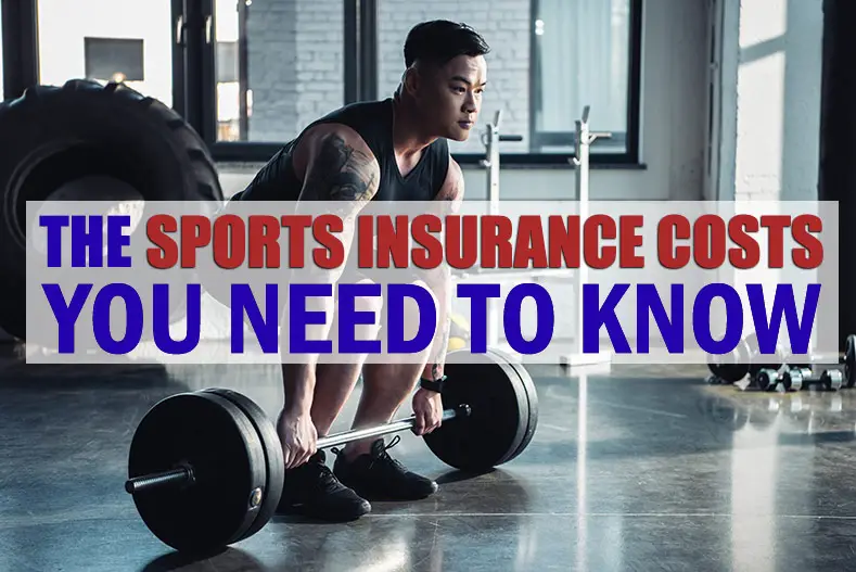 A weightlifter with sports insurance costs graphic in the foreground.